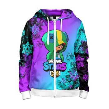 

Children's sweatshirt 3D with zipper new year's Brawl Stars Leon