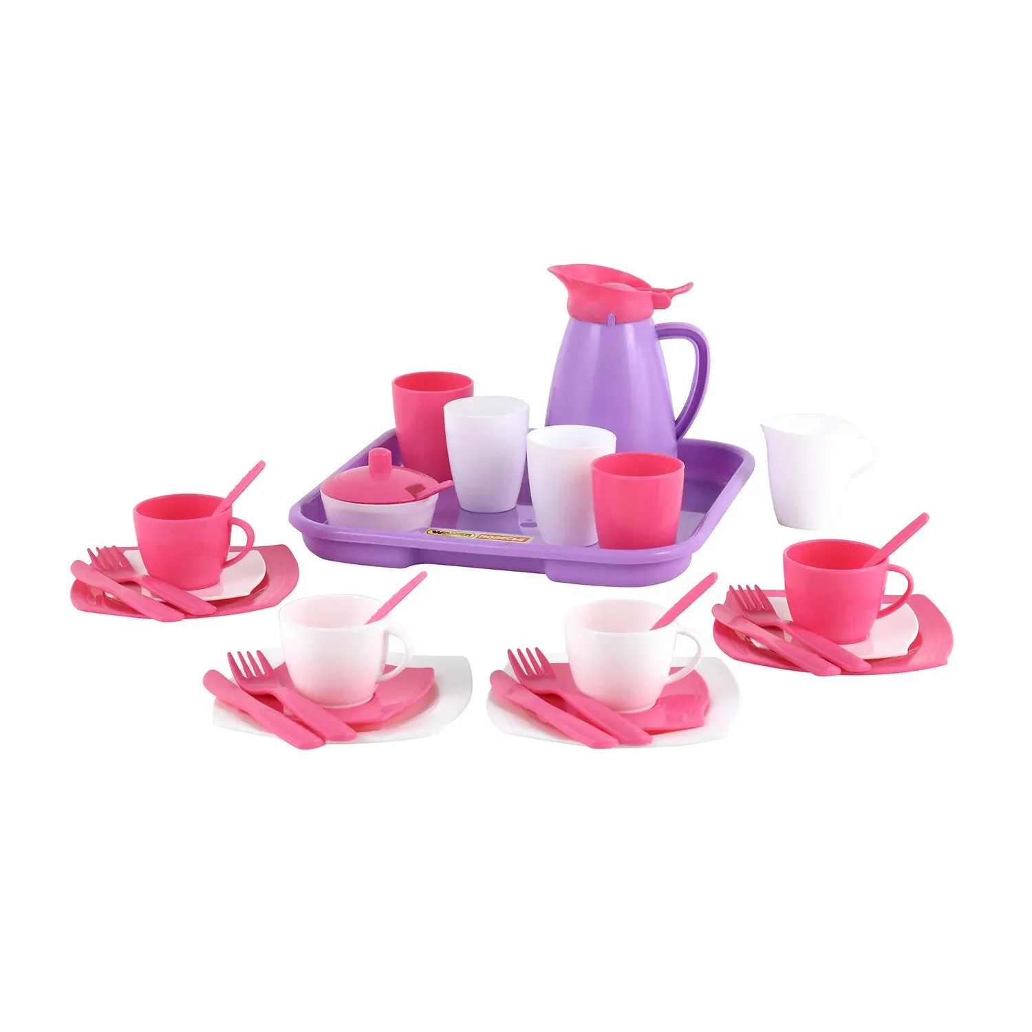 Набор посуды Полесье Алиса с подносом на 4 персоны (Pretty Pink)|Детские кухни| |