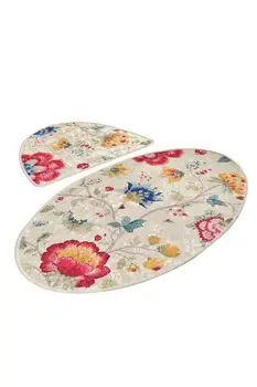 

ARYA DJT SET OF 2 Floral Pattern Colorful, Anti-Bacterial, Non-Slip Floor Bath Mat, Mat Set