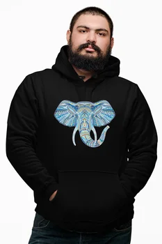 

Angemiel Wear Ethnic Pattern Elephant Black Male Hooded Sweatshirt