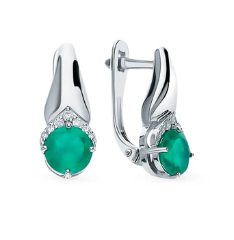 

Silver earrings with cubic zirconia and agate sunlight sample 925