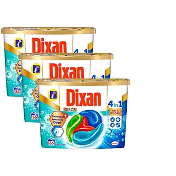 

Dixan Discs detergent washing machine capsules, laundry detergent in capsules Anti odor, capture smells, gentle on your head, 108 L