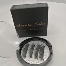 Pestañas postizas 3D magnéticas, 4 Uds., 5 imanes, hechas a mano, Naturel Mink Faux Cils magnétiques con pinzas