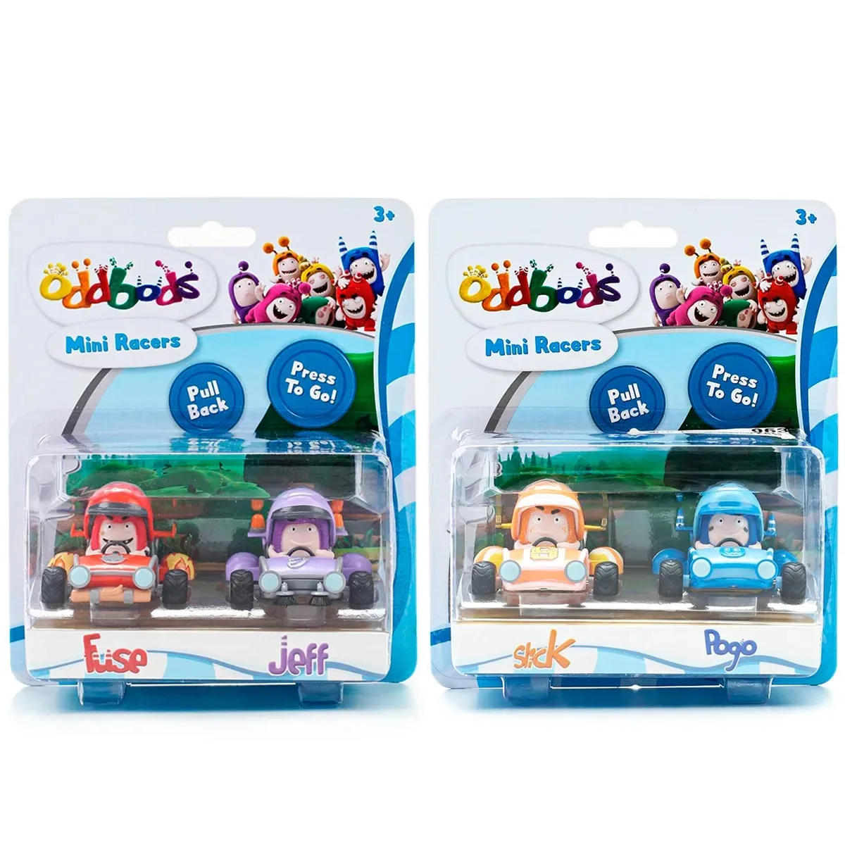 Oddbods Mini Racers Set of 2 Figures POGO & SLICK NEW Worldwide Shipping 
