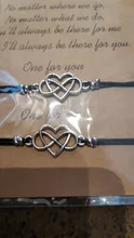 2 unids/set corazón Árbol de la vida encanto pulseras uno para ti, uno para mí cadena negra trenzado pulsera de pareja para hombres mujeres Tarjeta de deseos