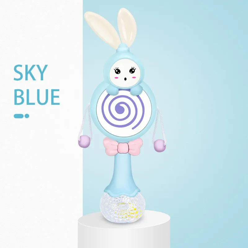 Blue Bunny Детский музыкальный прорезыватель, погремушка, игрушка для детей 0-12 лет, обучающая Мобильная кроватка, детская кровать, колокольчик, новорожденная коляска, детская кроватка, Соска-пустышка, слеза - Цвет: Blue Bunny