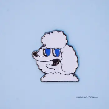 

Badge metal poodle with glasses (51369)