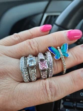 FDLK-Conjunto de anillos de boda elegantes para mujer, joyería de compromiso con brillante intenso, anillo de circón para mujer, 2 uds.