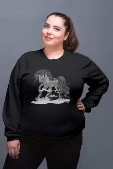 

Angemiel Wear Dark Color Unicorn Black Women Sweatshirt
