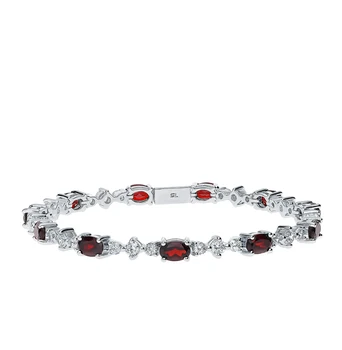 

Silver Bracelet with cubic zirconia and Garnet sunlight sample 925