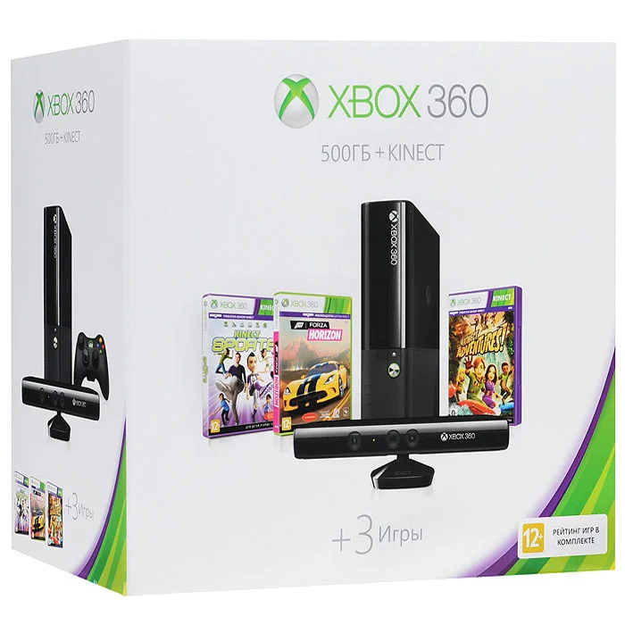 Приставка Игровая Xbox 360 E Лицензия 500gb + Kinect Камера (Без Игр) | Электроника