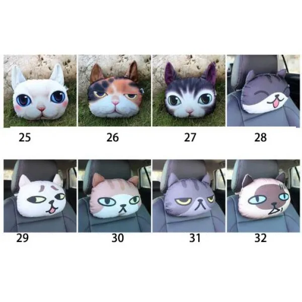 Подушка на подголовник 3D средняя Милая кошка(серый