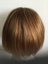 Ombre Bob corto peluca con flequillo recto brasileño pelucas de cabello humano rubio miel cabello humano pelucas completas con Bang cabello Remy