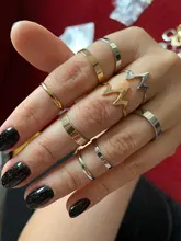 5 unids/set nuevo de moda de oro rayo onda Anillos anillo de dedo ajustable para mujeres chica regalos de Anillos Mujer anillo de la joyería