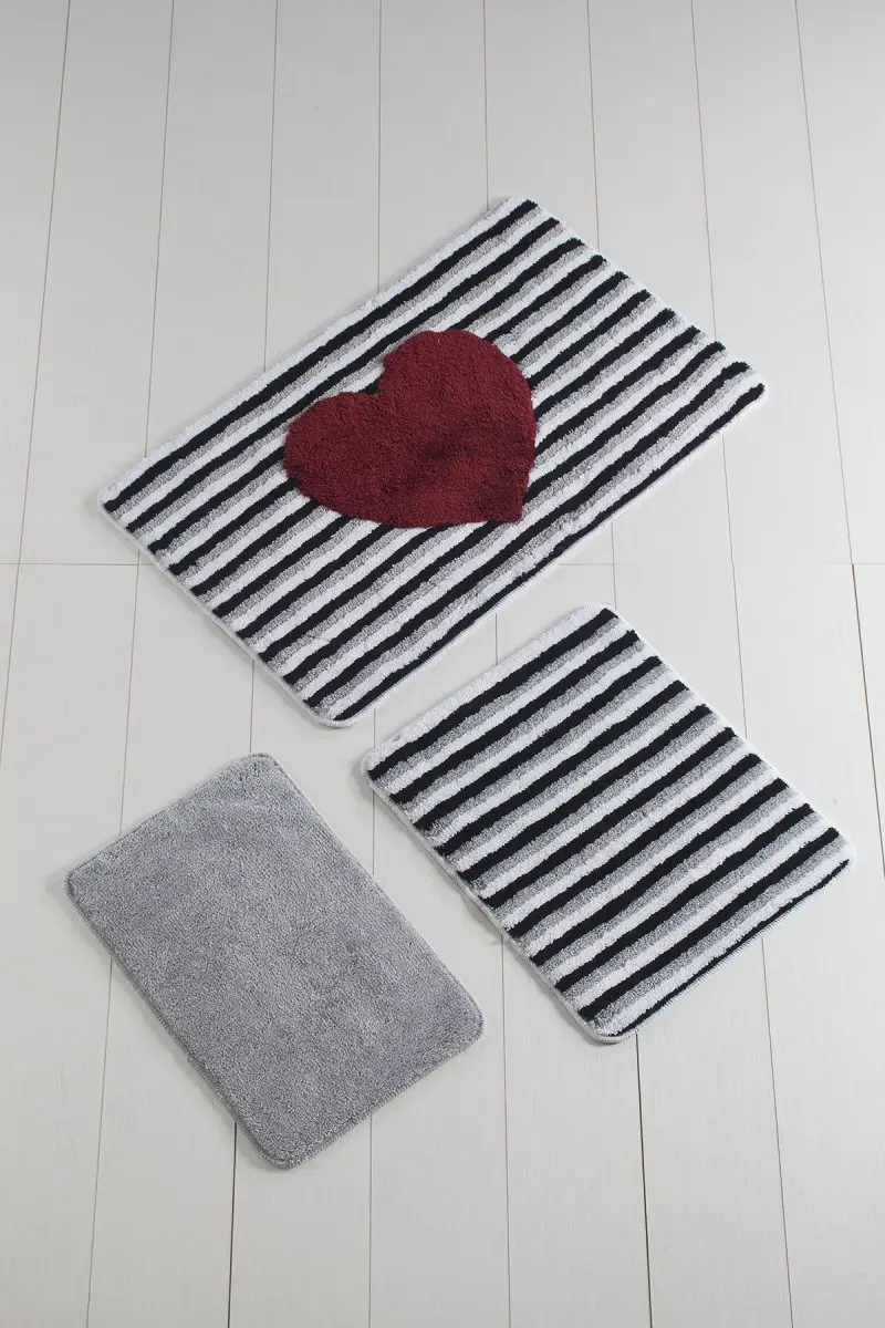 Коврик для ванной | коврик для ванной нескользящие Противоскользящие коврики Heart Line 3л набор 60X100 cm-50X60 Cm-40X60 см