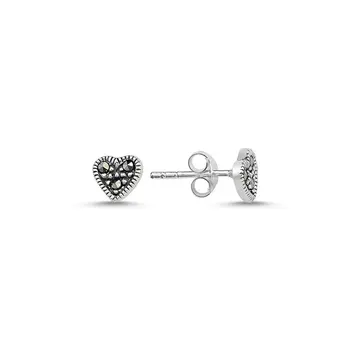 

Angemiel 925 Silver Marcasite Stone Heart Earrings