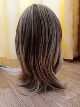 LOUIS FERRE marrón Bob pelucas con flequillo medianas de onda sintético Peluca de pelo para las mujeres resistente al calor peluca Lolita Cosplay