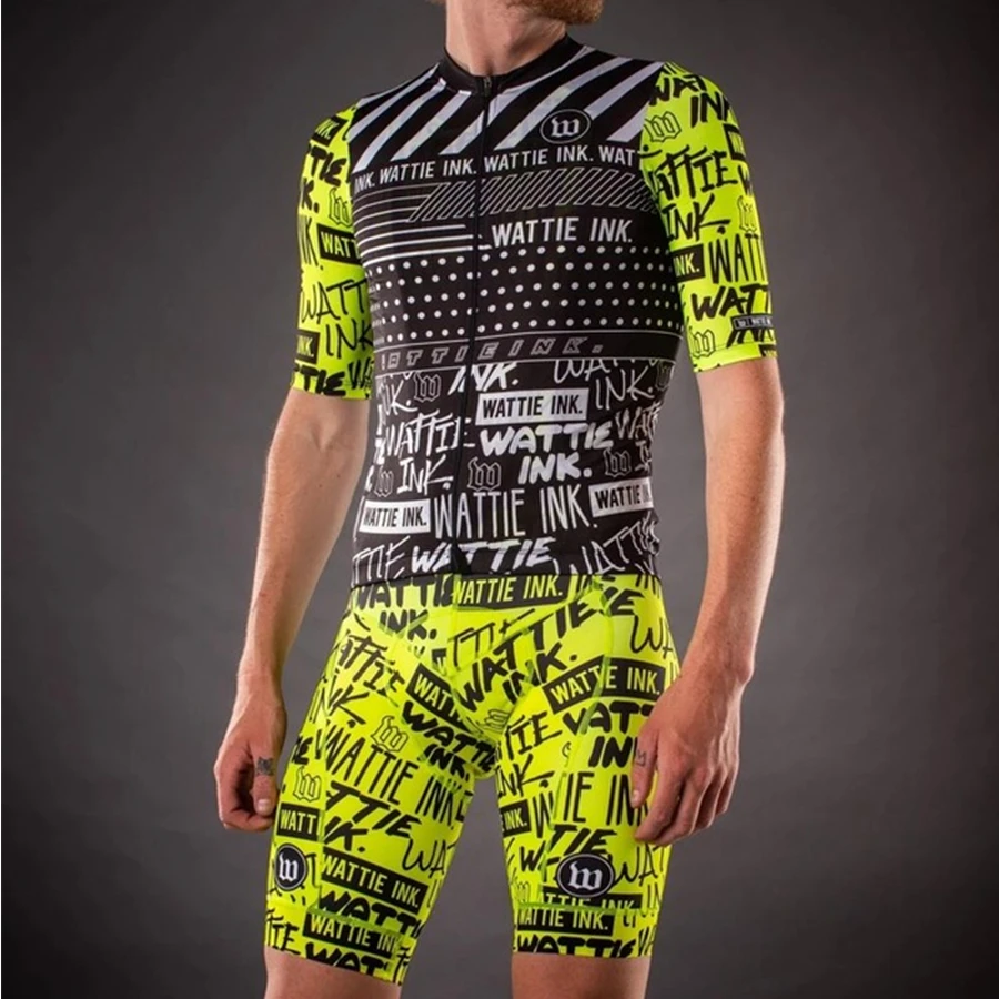WATTIE INK летняя одежда для велоспорта на открытом воздухе Мужская футболка с коротким рукавом для велосипеда MTB Джерси комплект roupa ciclismo uniforme bib shorts - Цвет: Серый