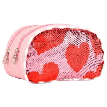 

Pencil pouch LED flakes double Hearts