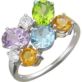 

Esthete ring with a scattering of colored stones made of silver