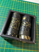 Juego de 10 unidades de cinta Washi negra y dorada, cinta adhesiva Vintage con diseño de galaxia, cinta adhesiva decorativa, pegatina para álbumes de recortes, papelería y diarios