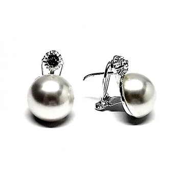 

925 sterling silver earrings m garrita half Pearl 14mm. [AB2510]