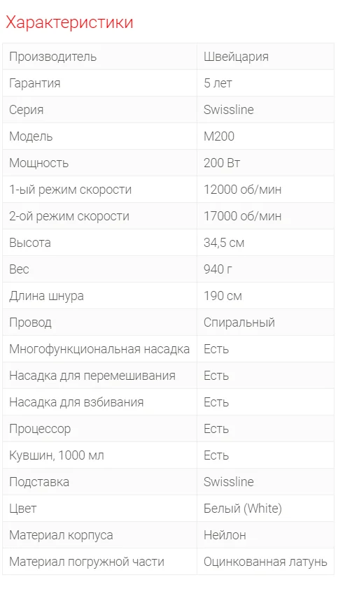 Швейцарский блендер Bamix M 200 SwissLine Белый с насадками