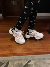 Zapatos de Parkour deformables para adultos y niños, patines con cuatro ruedas, para correr, unisex