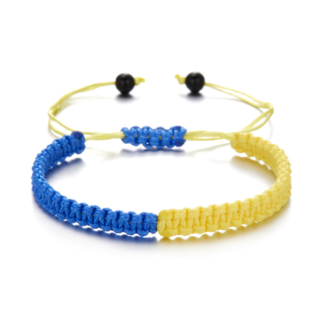 Trendy Ukraine National Flag Bracelets Handmade Natural Stone Beads Bracelet Yellow Blue Ukrainian Flag Patriotism Pride