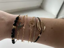 Nuevos Bohemios negro cuerda cadena pulsera para las mujeres aviones de Luna corazón brazalete con dije de cristal de la joyería de Boho