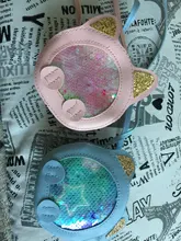 Bolso cruzado de lentejuelas para niños y bebés, monedero pequeño de piel sintética con diseño de gato bonito