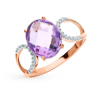 

Gold ring with amethyst and cubic zirconia sunlight sample 585