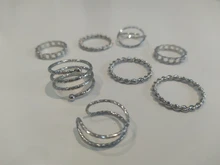 KISSWIFE-Juego de 8 anillos de color dorado para mujer, diseño redondo simple, hecho a mano, anillo geométrico, regalos de joyería para mujer