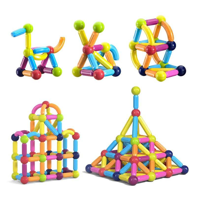 Set di costruzioni magnetiche per bambini palline magnetiche Stick Building  Blocks giocattoli educativi Montessori per regalo per bambini