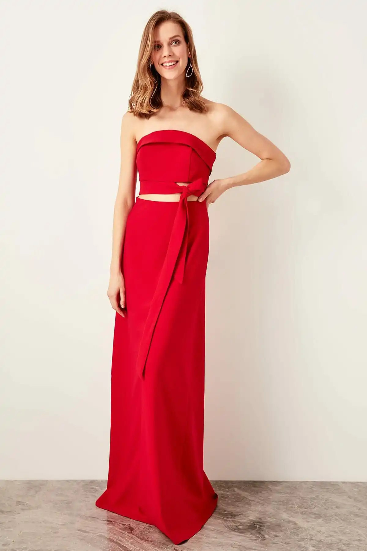Trendyol вечернее платье с поясом TPRSS19BB0297|Вечерние платья| |