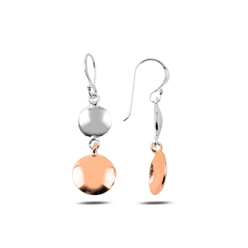

Silver 925 Sterling Rose Gold Plated Dangle Sequins Earrings