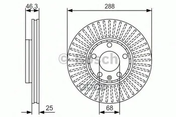 

Brake disc Skoda Superb 02-08/VW Passat 00-05/front vent. D 288mm. Bosch art 0 986 479 r82