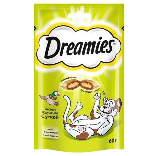 Лакомство для кошек DREAMIES лакомые подушечки с уткой