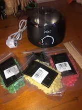 Mini máquina eléctrica de Calentador de fusión de cera, 4 bolsas de granos de cera, 10 pegatinas símil madera, máquina de depilación, Kit de depilación, Calentador de cera