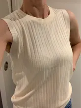 Woman Shirt Gilet Knitted-Vests Solid-Tank Summer Knit Fashion Sleeveless Top-O-Neck