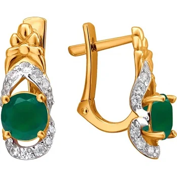 

Esthete earrings with agate and cubic zirconia in red gold
