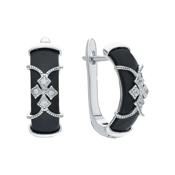 

Silver earrings with ceramics and cubic zirconium sunlight