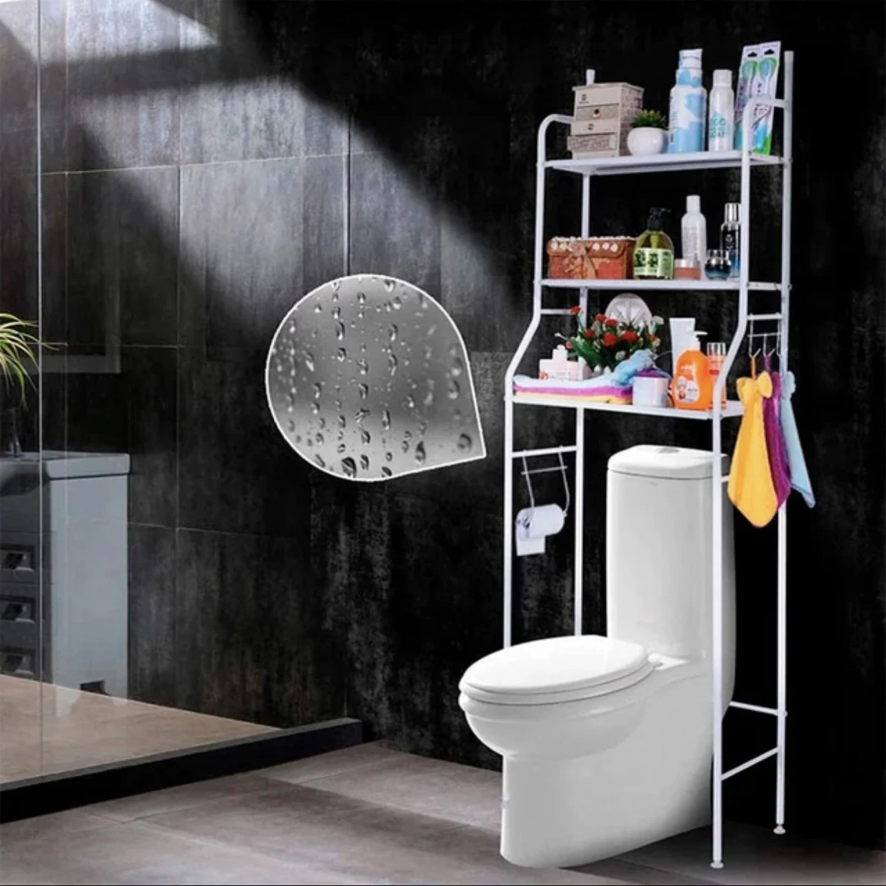 ENVIO DESDE ESPAÑA】Estanteria Baño Blanco y Negro, Estantes para Water,  Estanteria Acero Inoxidable para Encima de Water, Organizador de 3 niveles  para baño, Estantes Inodoro, cocina, WC