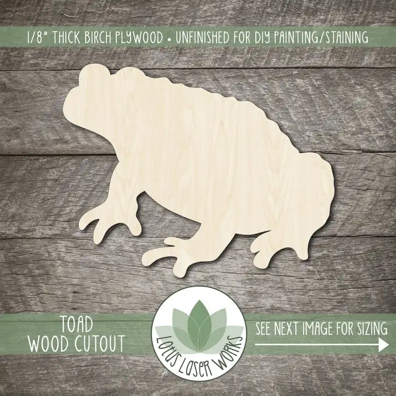 

Wood Toad Cutout, Blank Wood Craft Embellishments, Wooden Toad Shape, Wood Animal Cutouts