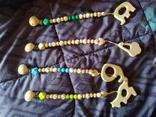 Mordedor de madera orgánico para bebé, mordedor en forma de Animal Natural, juguete de dentición, cuentas de silicona, regalo para bebé recién nacido, 2 uds.