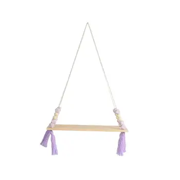 

Purple octagonal beads fringe wall hanging storage board household items about 38x14cm-1 pieces