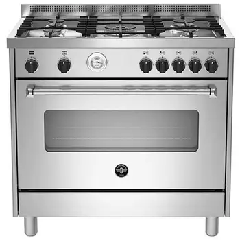 

Electric cooker AMN965EXT 5 burners Gas stove electric oven class a size 90x60 cm series stainless steel color AmericanaLA germany