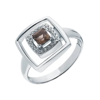 

Silver ring with раухтопазами and cubic zirconia sunlight sample 925 test