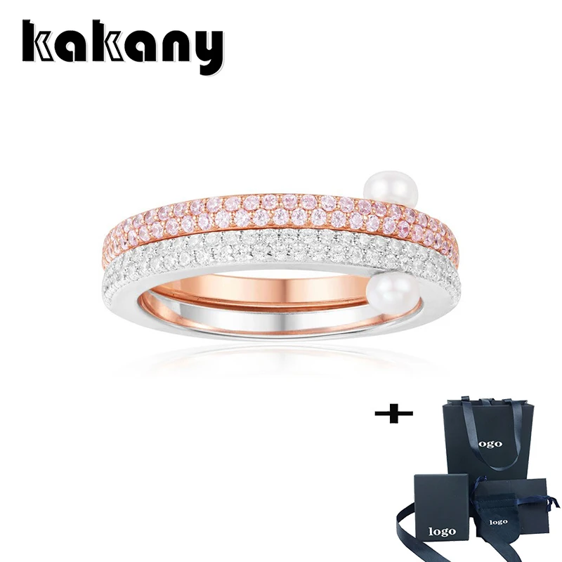 Женский браслет из двух колец и циркония Kakany Ювелирное Украшение розового золота