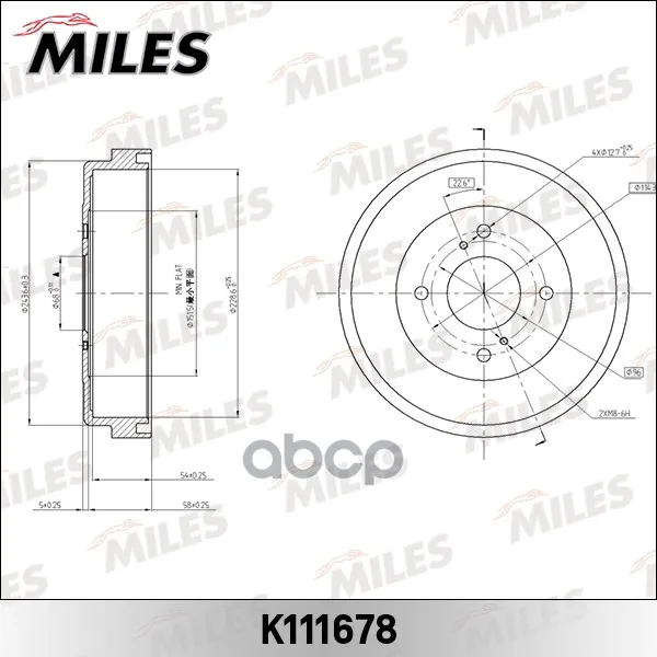 Барабан Тормозной Nissan Primera P10/Bluebird/Laurel Miles K111678 Miles арт. K111678